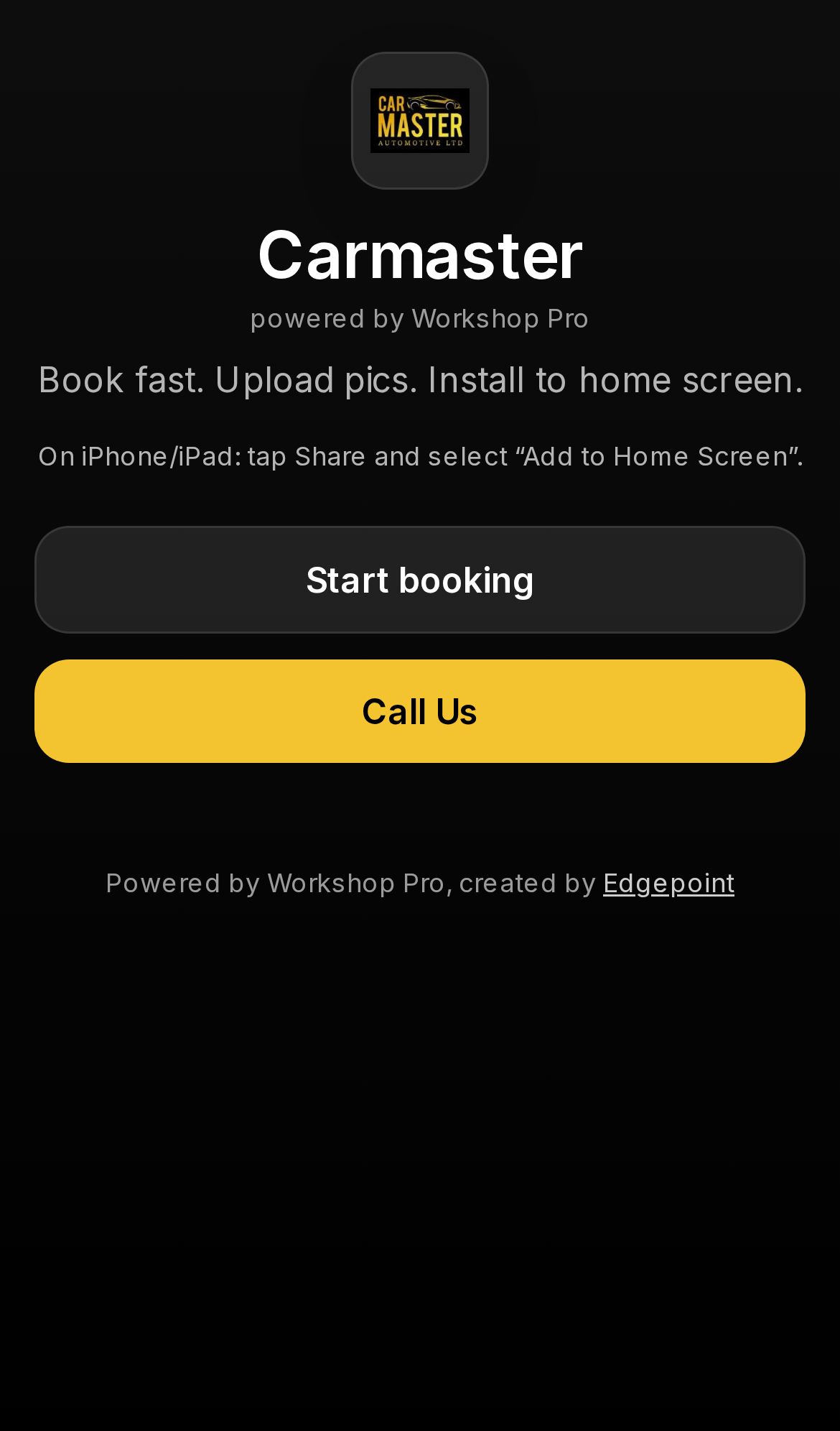 Mobile-friendly public PWA screen for workshop customer intake